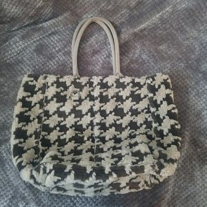 Reversible houndstooth Faux fur/suede tot
